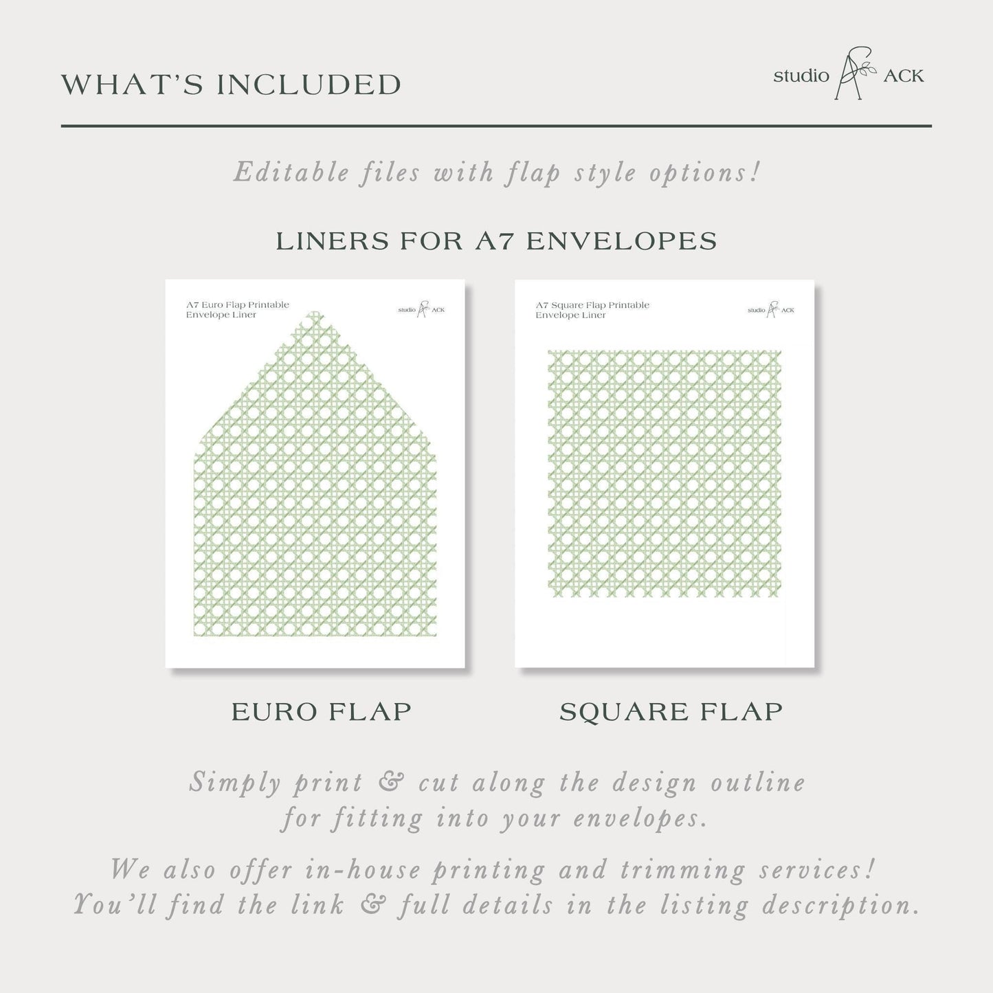 Green Rattan Envelope Liner Template