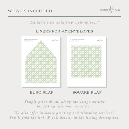 Green Rattan Envelope Liner Template