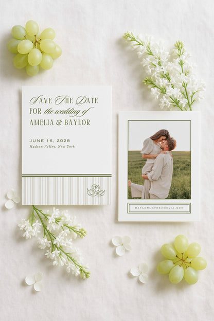 Old Money Striped Save the Date Template