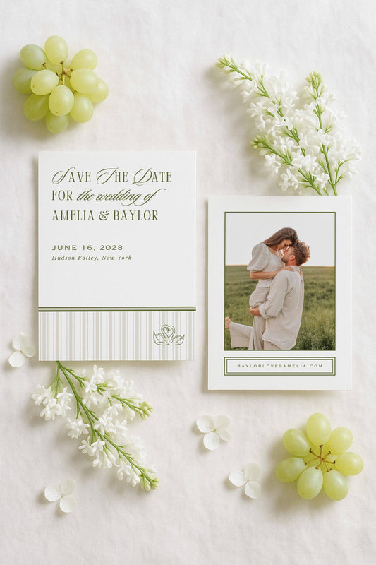 Old Money Striped Save the Date Template