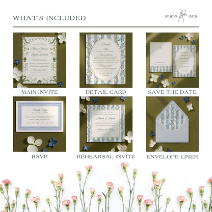 Blue, White & Green Wedding Template Bundle