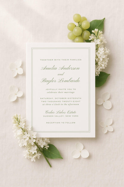 Green Rattan Wedding Invitation Suite Template