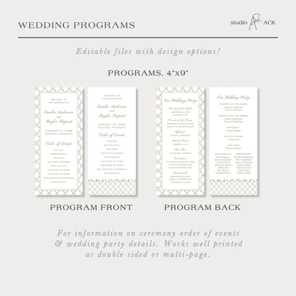 Watercolor Trellis Wedding Program Template