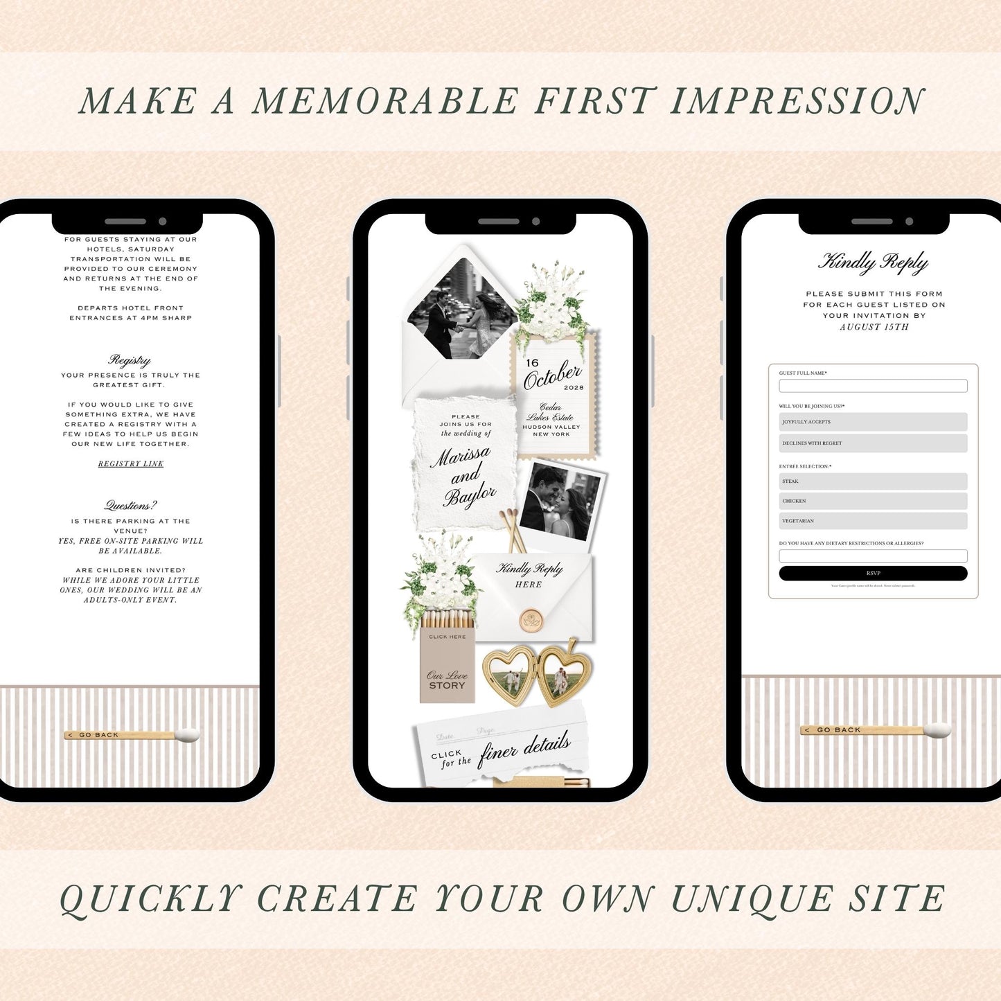 Old Money Striped Wedding Website Template