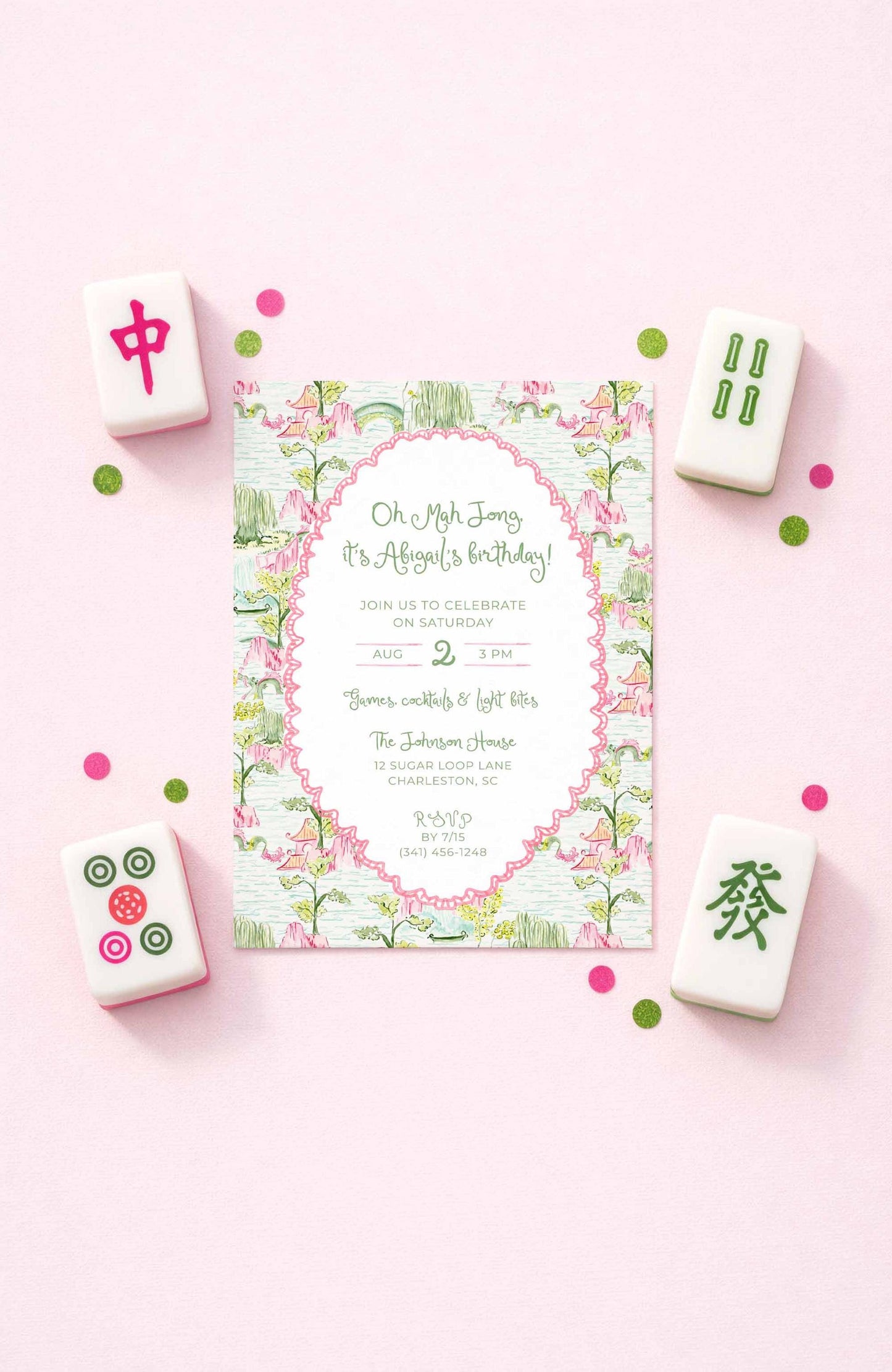 Mahjong Birthday Invitation Template