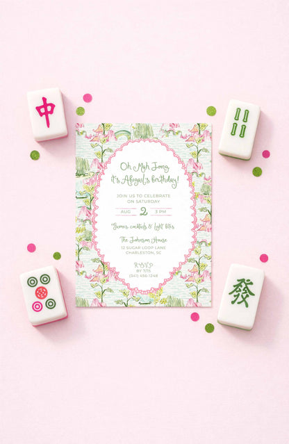 Mahjong Birthday Invitation Template