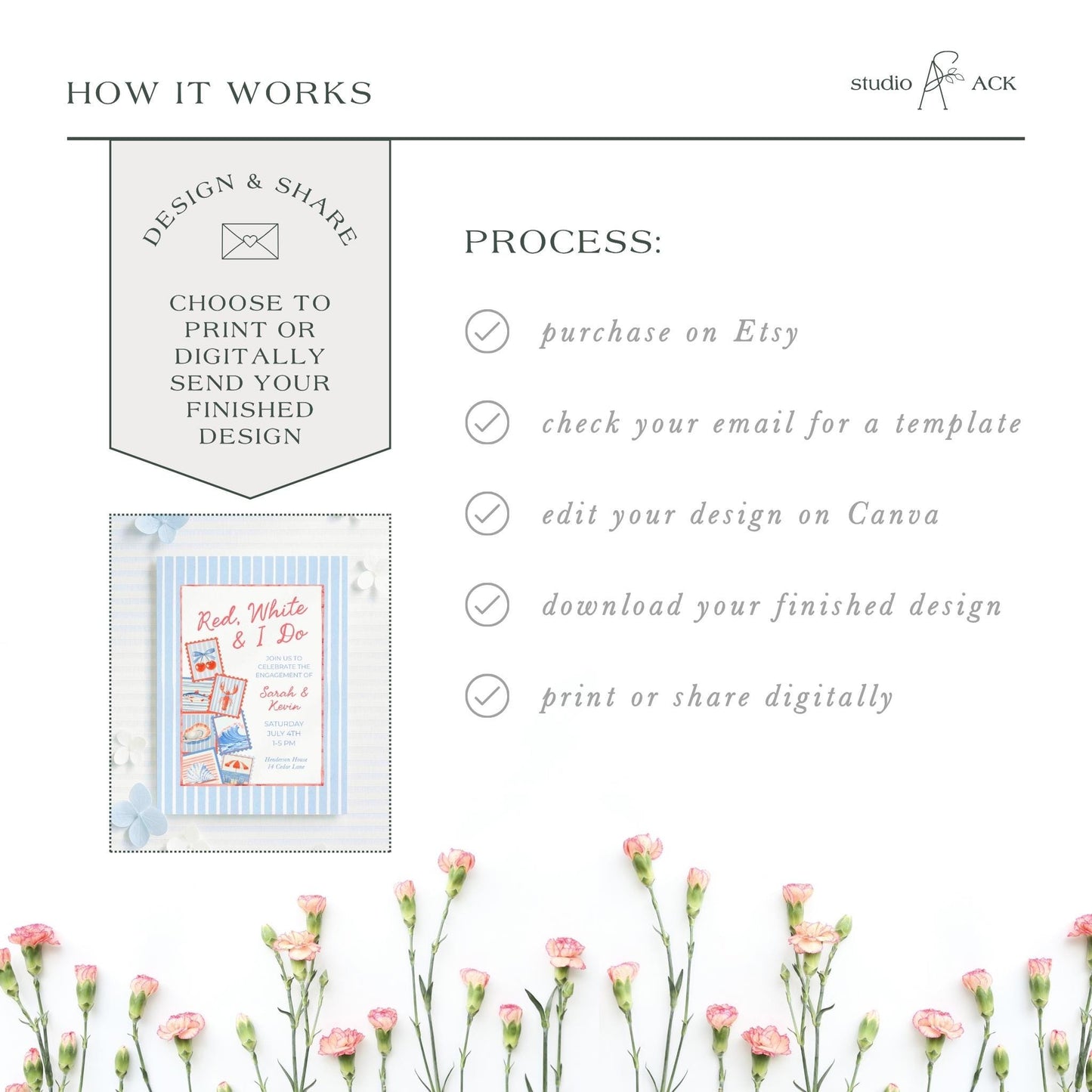 Red, White & I Do Engagement Party Invitation Template