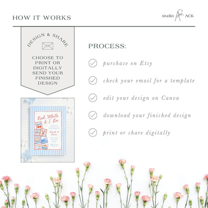 Red, White & I Do Engagement Party Invitation Template