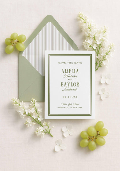 Old Money Striped Save the Date Template