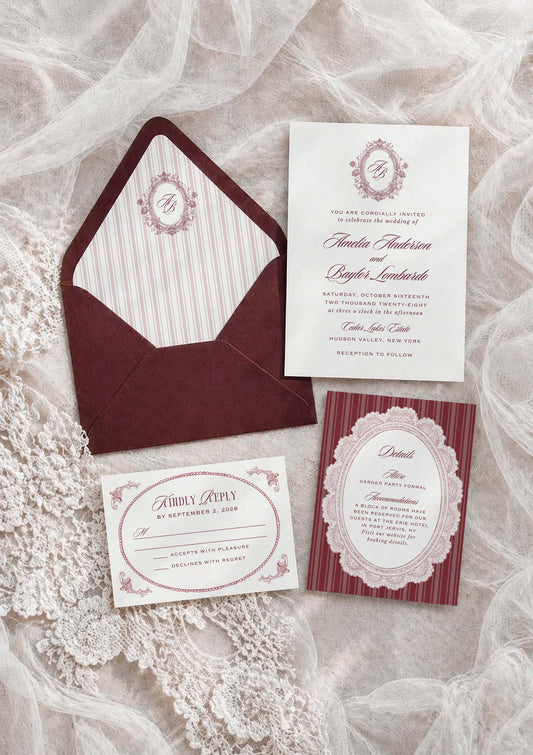 Vintage Lace Wedding Invitation Suite Template
