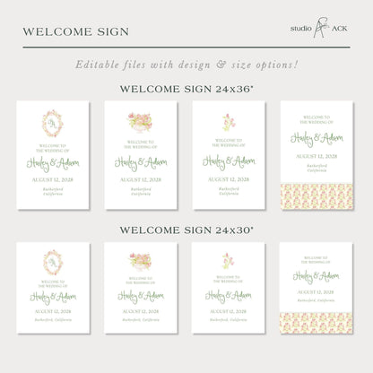 Whimsical Garden Wedding Welcome Sign Template
