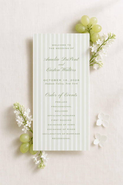 Green Rattan Wedding Program Template