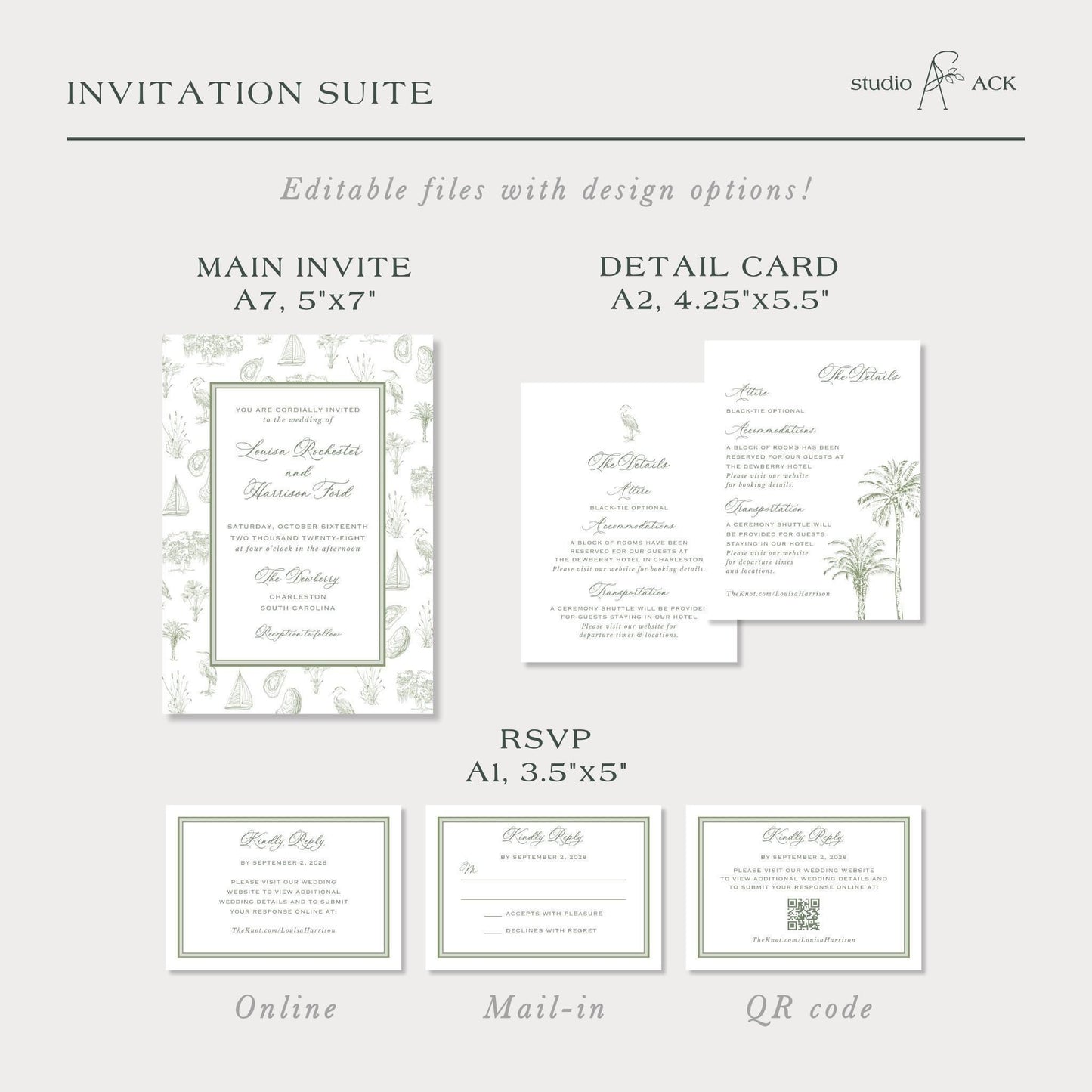 Southern Toile Wedding Template Bundle