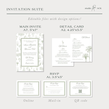 Southern Toile Wedding Template Bundle