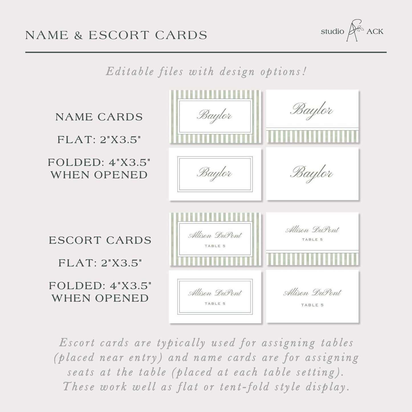 Green Striped Wedding Template Bundle