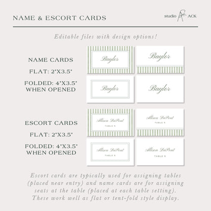 Green Striped Wedding Template Bundle