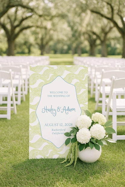 Fun Wavy Wedding Welcome Sign Template