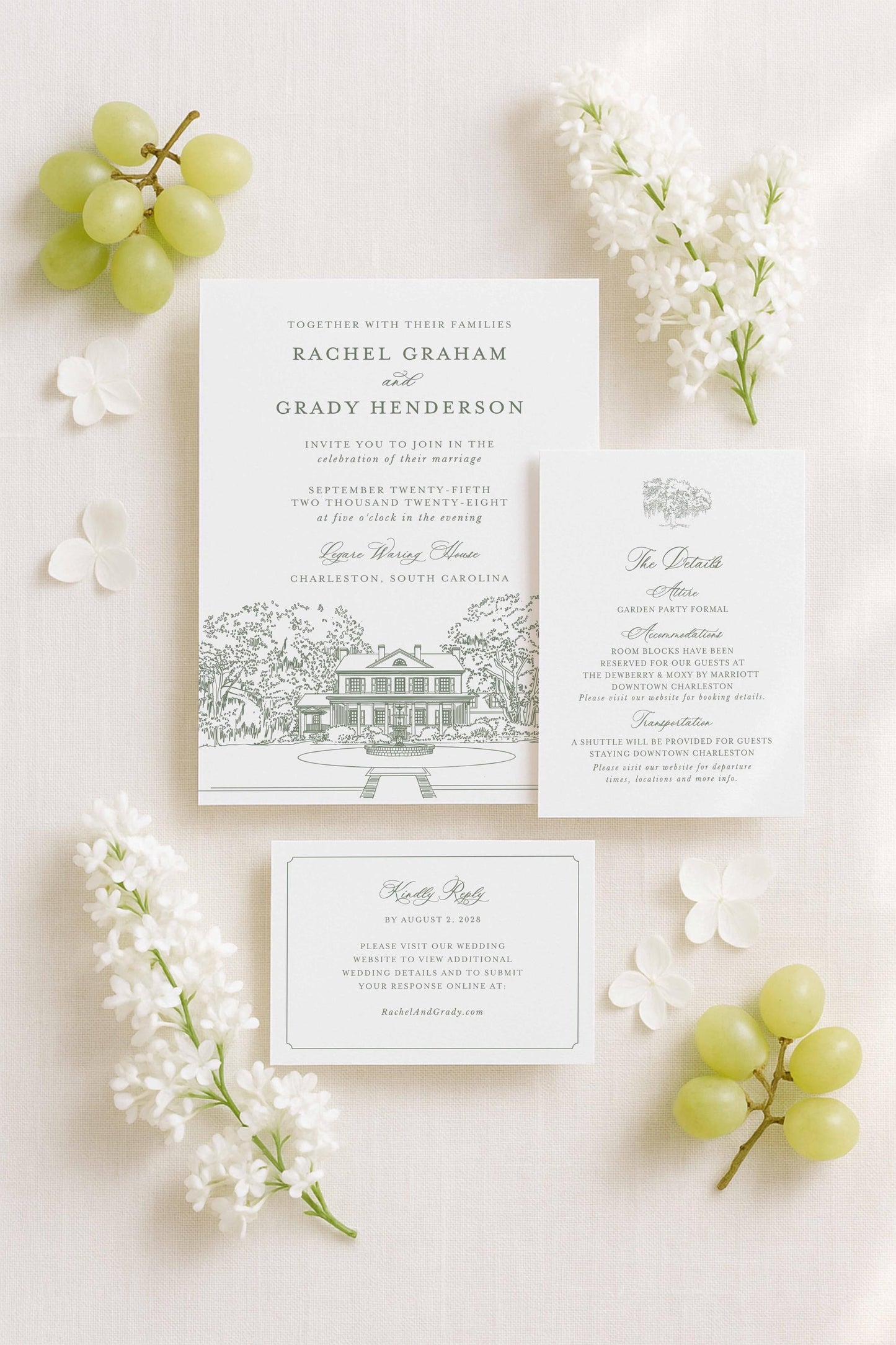 Legare Waring House Wedding Invitation Suite Template
