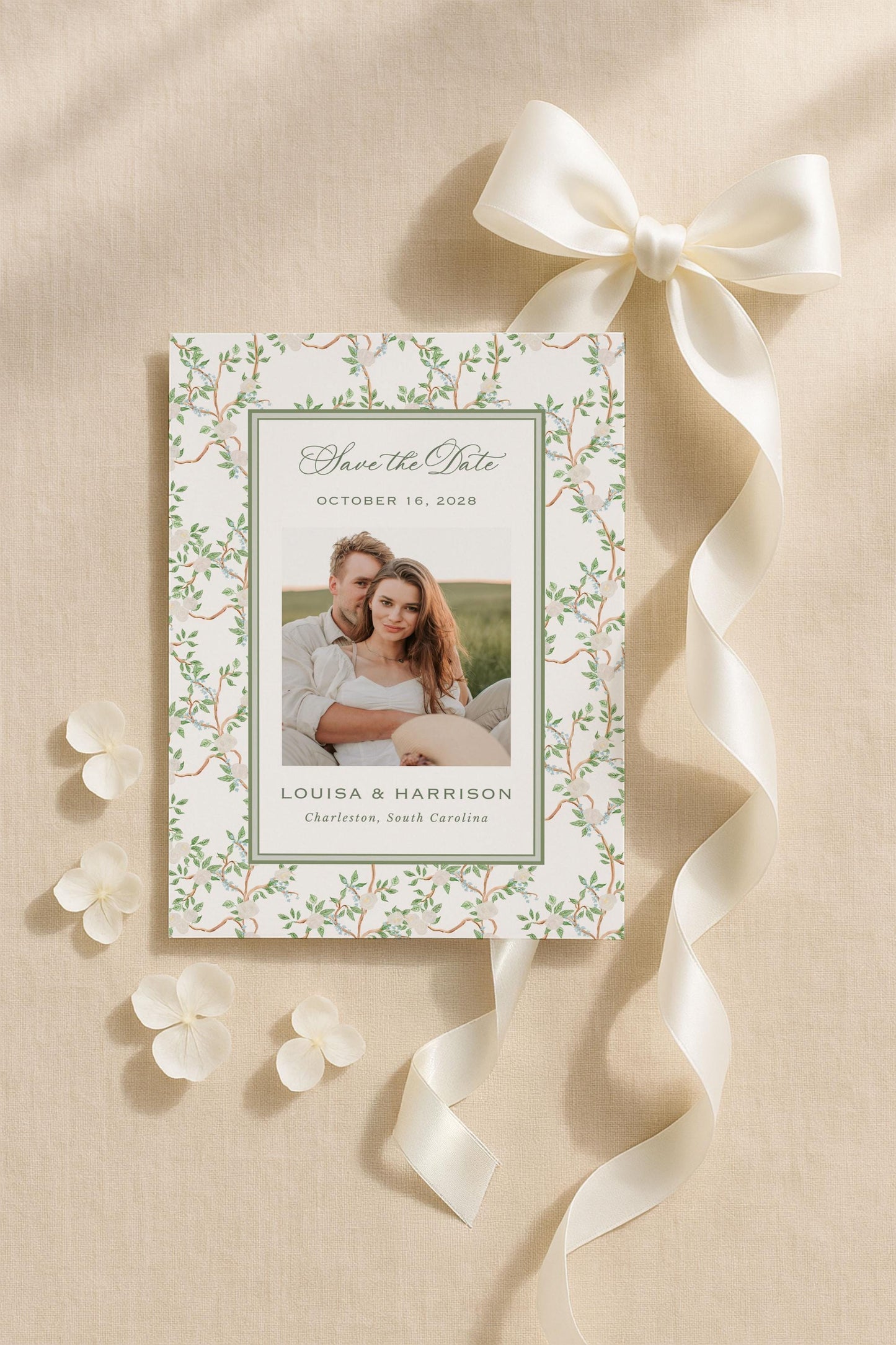 Neutral Chinoiserie Save the Date Template