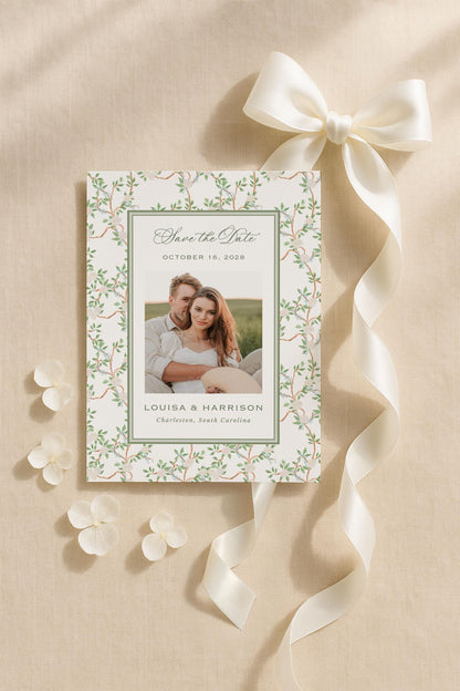 Neutral Chinoiserie Save the Date Template