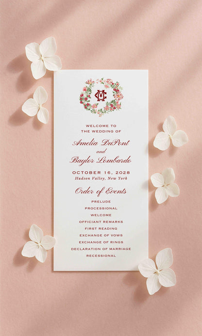 Dusty Pink Floral Wedding Program Template