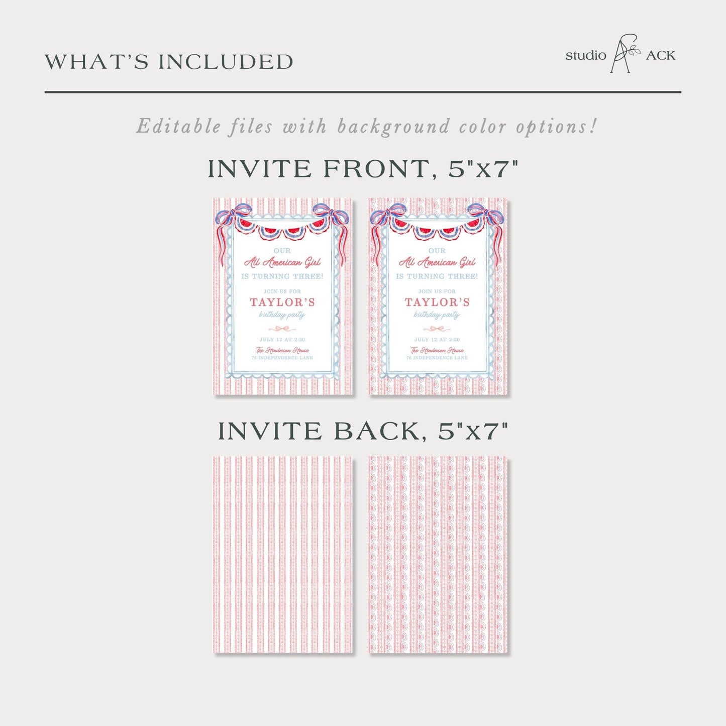 All American Girl Birthday Invitation Template