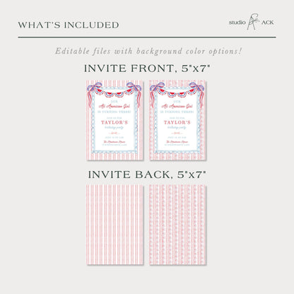 All American Girl Birthday Invitation Template