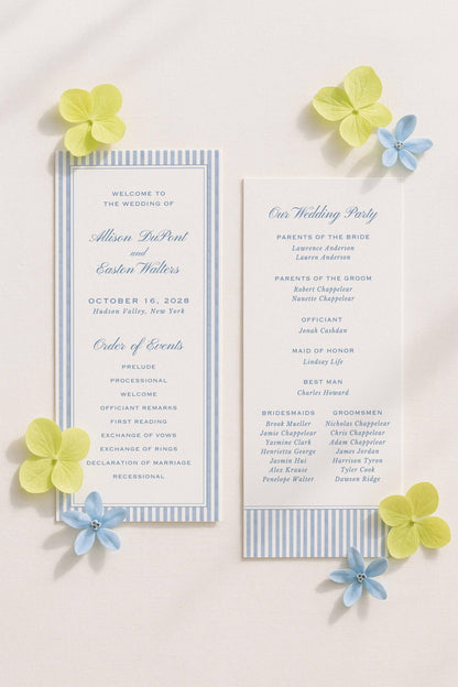 Blue Rattan Wedding Program Template
