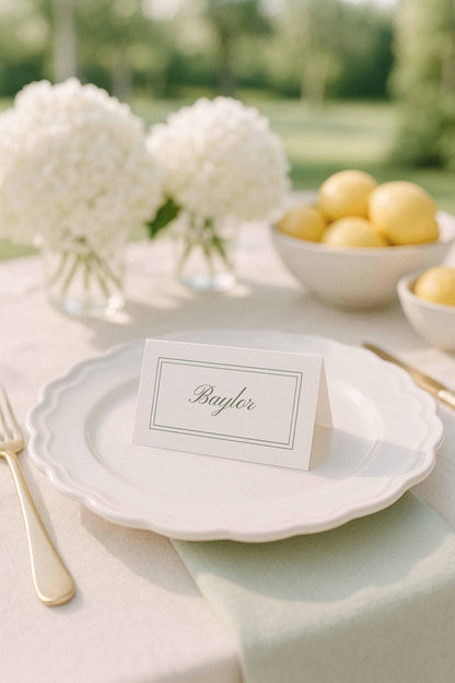 Green Striped Wedding Place Card Template