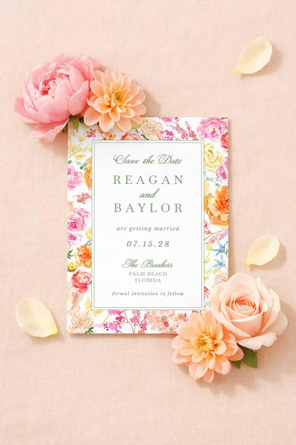 Colorful Floral Save the Date Template