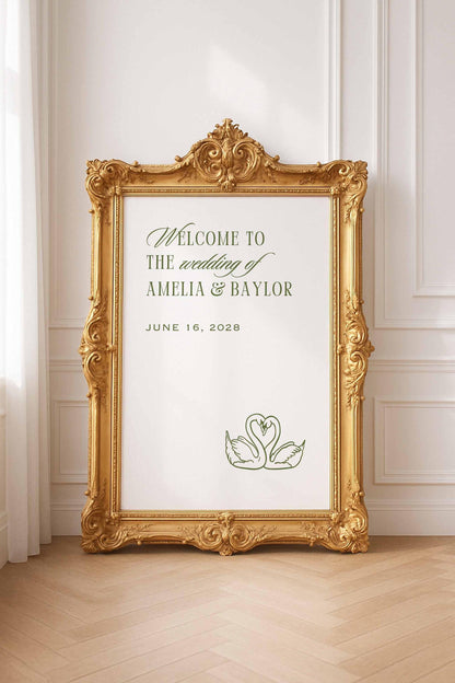 Old Money Striped Wedding Welcome Sign Template