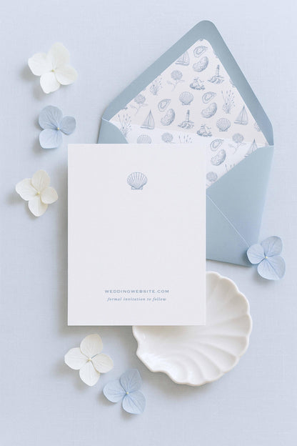 Coastal Toile Save the Date Template
