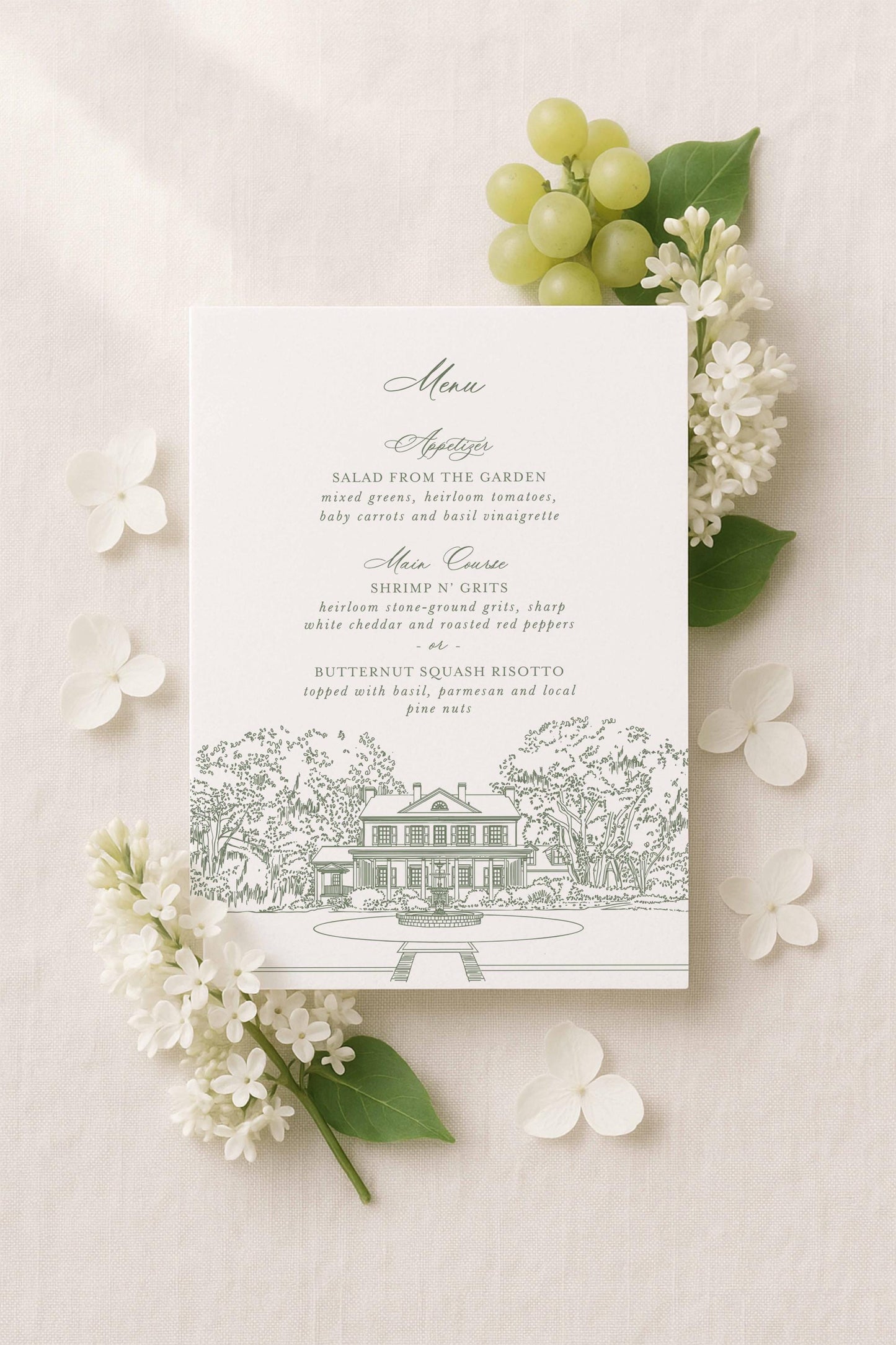 Legare Waring House Wedding Menu Template
