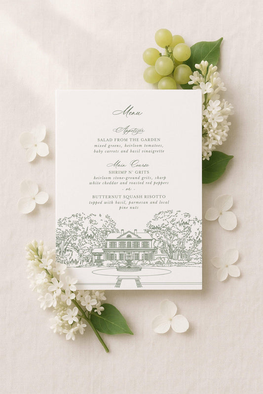Legare Waring House Wedding Menu Template