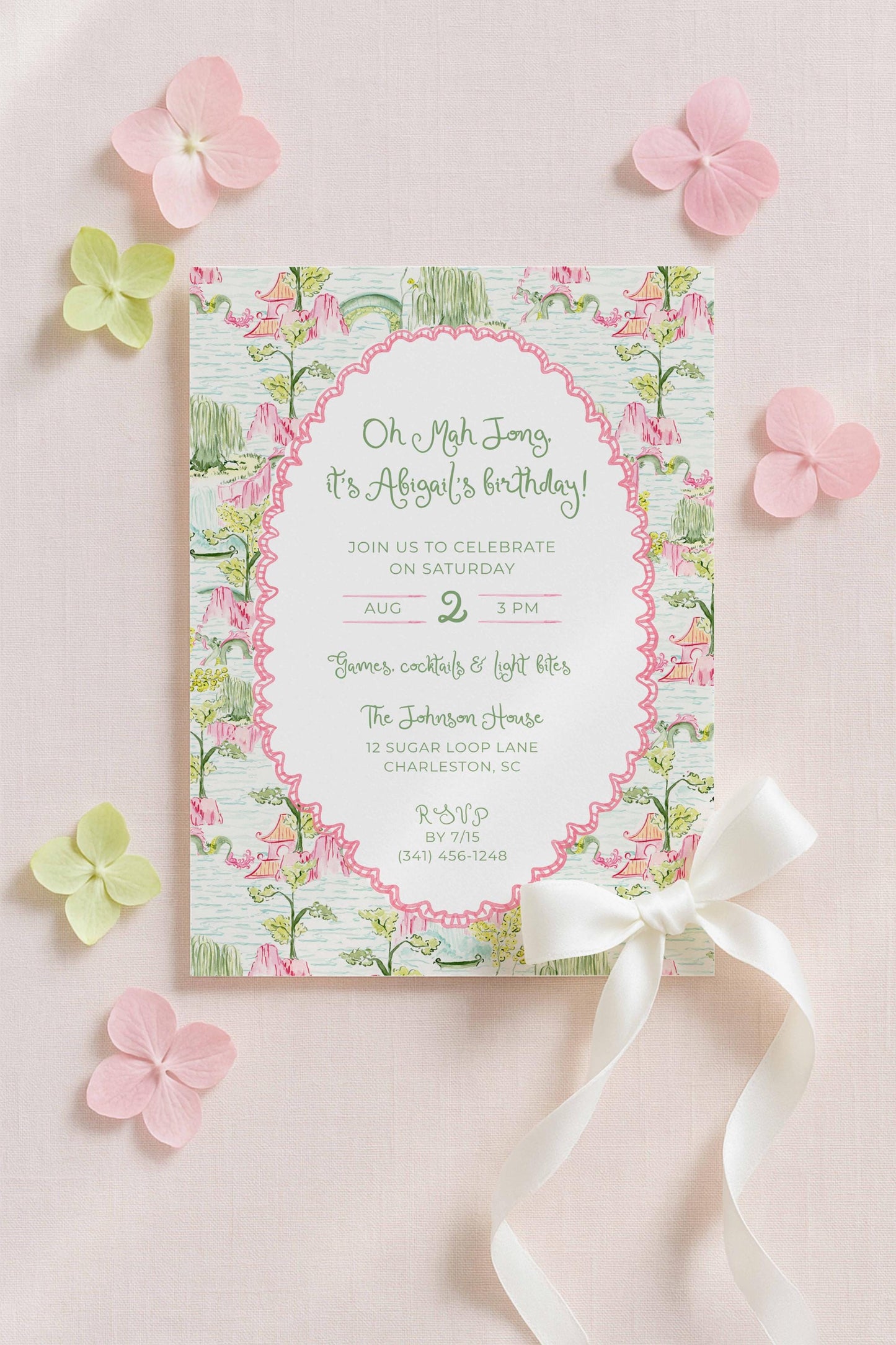 Mahjong Birthday Invitation Template