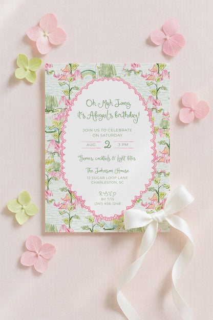 Mahjong Birthday Invitation Template