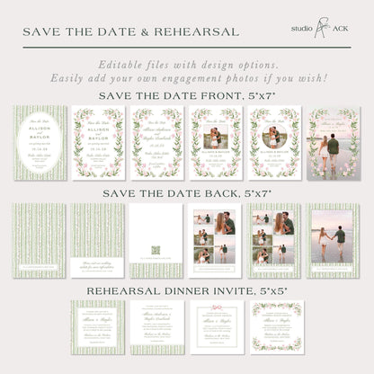 Grandmillennial Floral Wedding Template Bundle