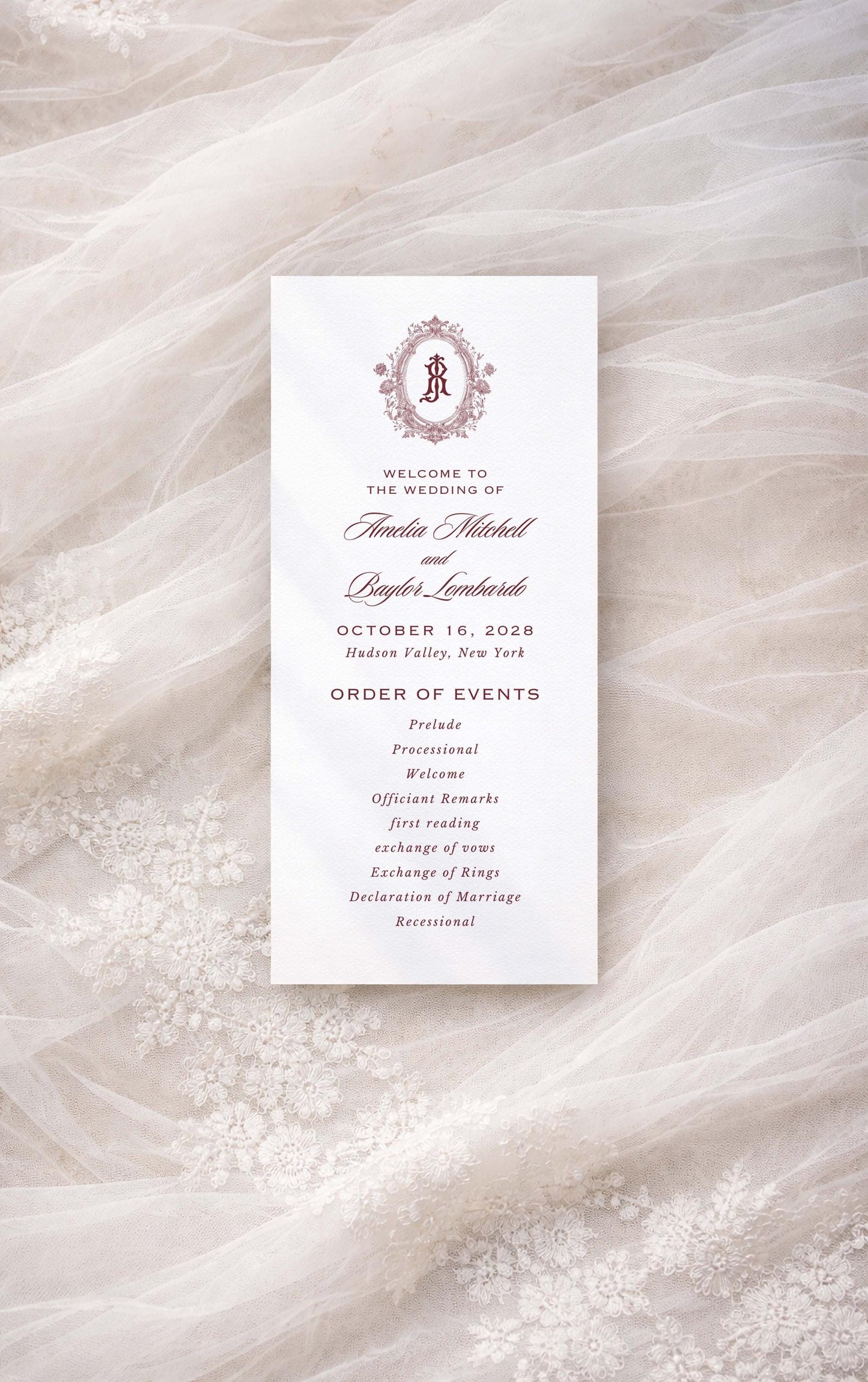 Vintage Lace Wedding Program Template