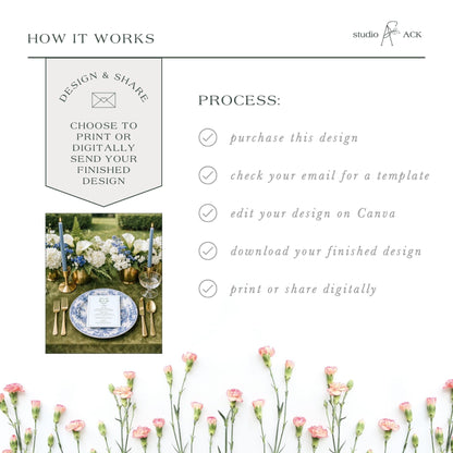 The image is a collage of various images, including a floral arrangement, a dining table setting, and a printed design. The text in the image provides information about the design and sharing process, but it does not contain any descriptive text about the individual images.