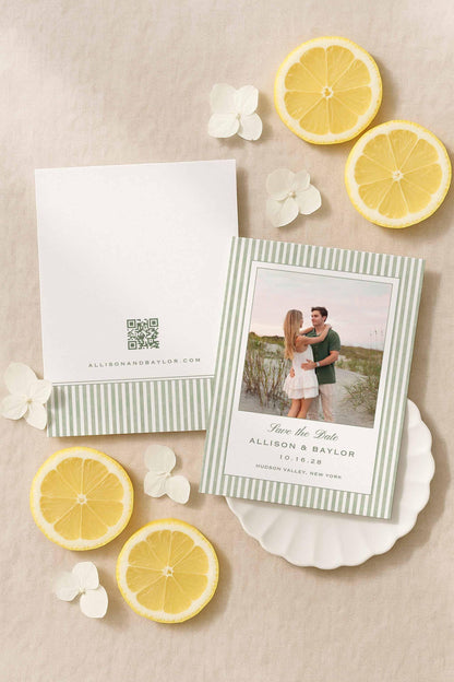 Green Striped Save the Date Template