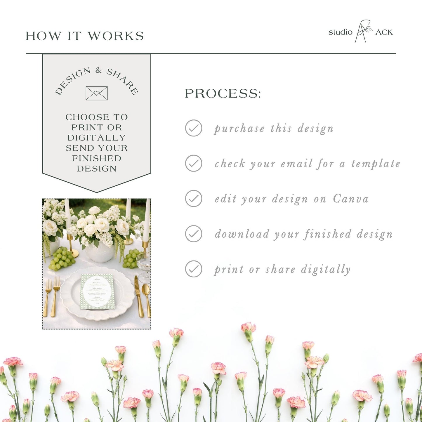 Green Rattan Wedding Menu Template