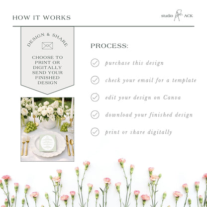 Green Rattan Wedding Menu Template