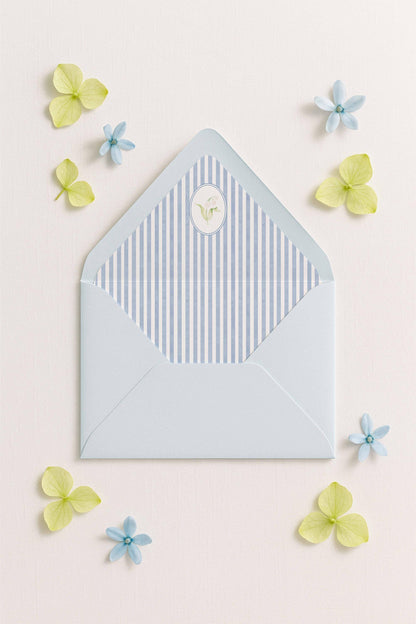 Blue Rattan Wedding Invitation Suite Template