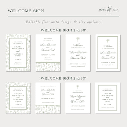 Southern Toile Wedding Template Bundle