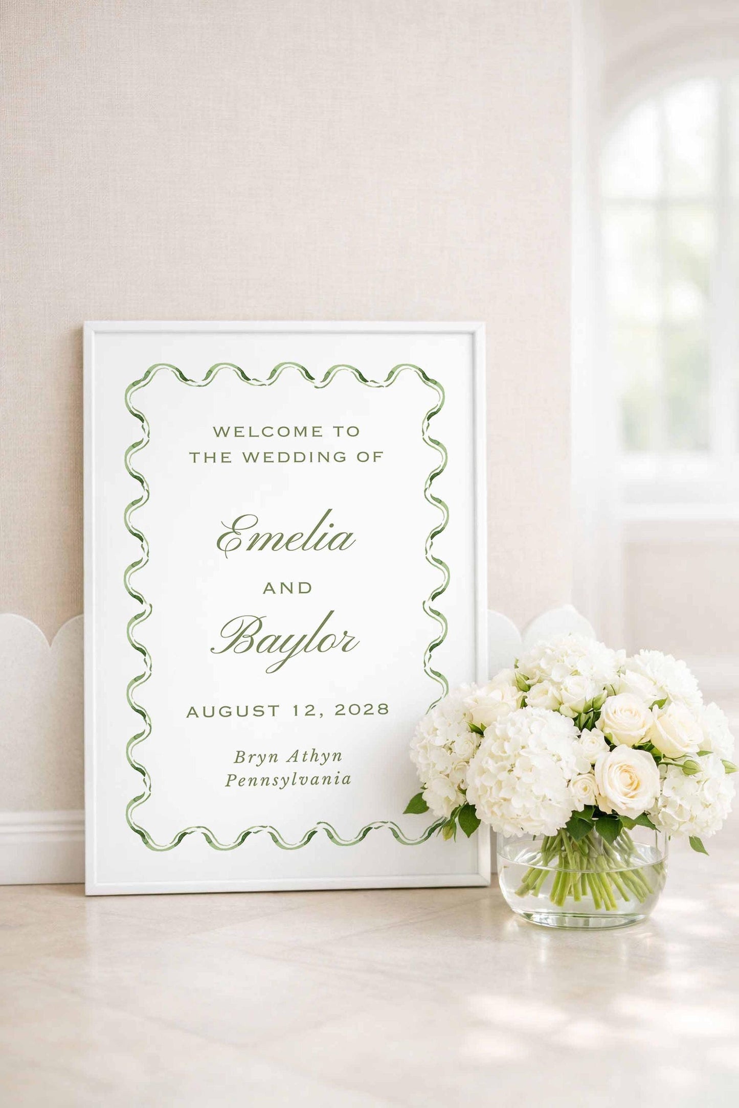 Watercolor Trellis Wedding Welcome Sign Template