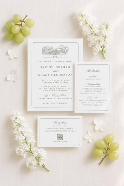 Legare Waring House Wedding Invitation Suite Template