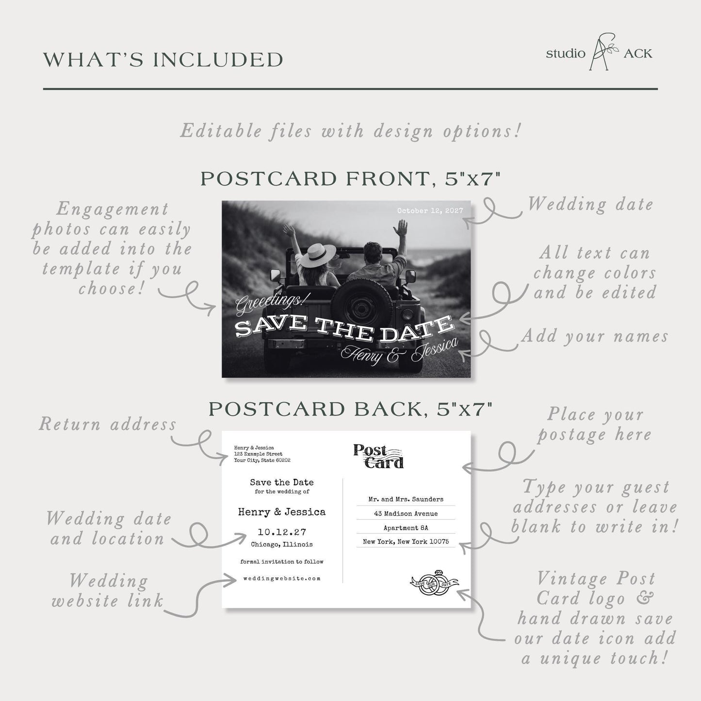 Greetings! Save the Date Postcard Template
