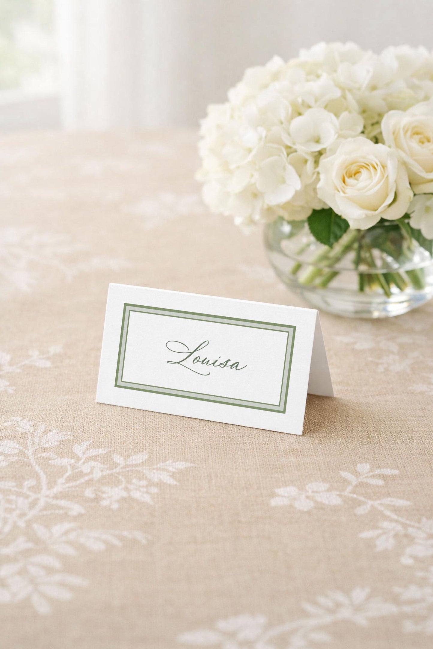 Neutral Chinoiserie Wedding Place Card Template