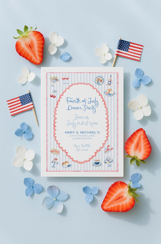 Coastal Americana Summer Dinner Party Invitation Template