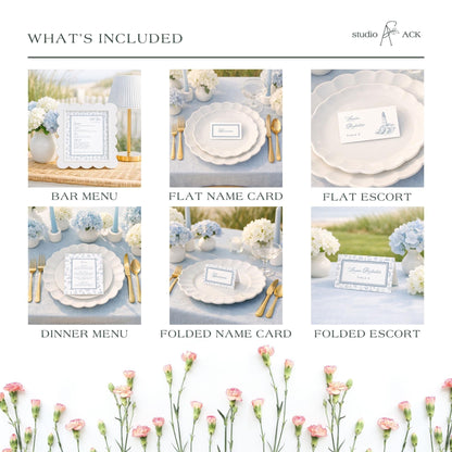 Coastal Toile Wedding Template Bundle